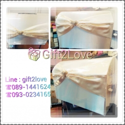 กล่องรับซองหีบสมบัติ หุ้มผ้าไหม สีขาวออฟไว้ท์
