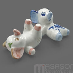 ช้างน้อยนั่งนอนเซรามิค