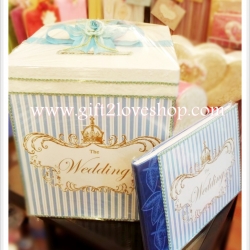 กล่องรับซองลาย Wedding สีฟ้า