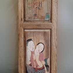 บานหน้าต่างไม้สักเพ้นท์ลาย