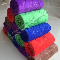 ขายส่ง ผ้าเช็ดผมนาโน สีพื้นอัดลาย (หนา-สีเข้ม) ส่ง 15 บาท