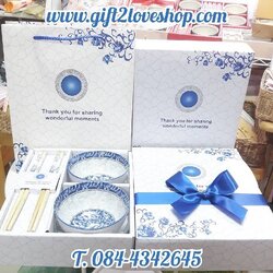 ชุดชามตะเกียบ แบบ 2 ชาม พร้อมถุงหิ้ว