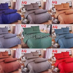 ขายส่ง ชุดเซท ผ้าปูที่นอน #AQ สีพื้น-ลายริ้ว ส่ง 135 บาท