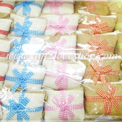 กระเป๋าผ้ากระสอบสี คาดโบว์