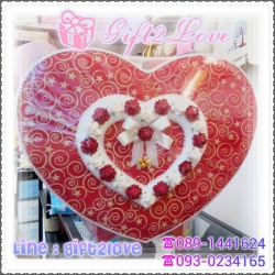 กล่องรับซอง หัวใจเดี่ยวใหญ่ สีแดง