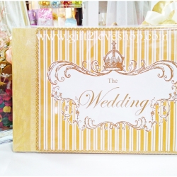 สมุดอวยพรแบบผ้าไหมลาย The Wedding หรู