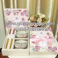 ชุดชามตะเกียบ แบบ 2 ชาม พร้อมถุงหิ้ว