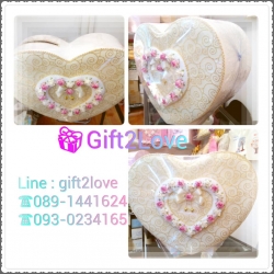 กล่องหัวใจเดี่ยวใหญ่ สีครีมทอง