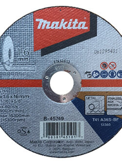 ใบตัดสแตนเลส MAKITA 4″ 100×1.6x16mm A60T B-45749