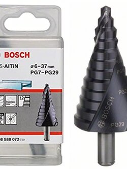 ดอกสเต็ป HSS Aluminium Titanium 12 step 6-37mm. (Black) BOSCH 2608588072