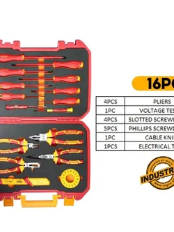 ชุดเครื่องมือช่าง 16 ตัวชุด หุ้มฉนวน กันไฟฟ้า 1000 โวลท์ (พร้อมกระเป๋า) HKITH1601 INGCO