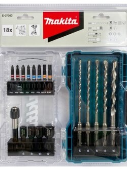 ชุดดอกไขควงสำหรับสว่านโรตารี่ 18ตัวชุด MAKITA E-07082