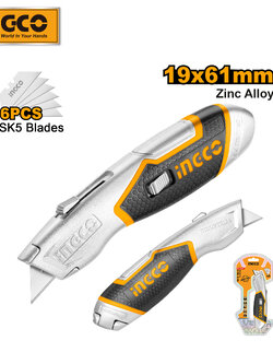INGCO มีดคัตเตอร์อเนกประสงค์ พร้อมใบมีด 6 ใบ รุ่น HUK618