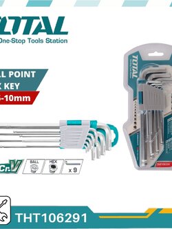 TOTAL THT106291 ประแจหกเหลี่ยม หัวบอลยาว 9ตัว/ชุด