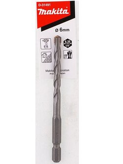 ดอกสว่านเจาะปูน ก้านหกเหลี่ยม 6mm. MAKITA #D-23802