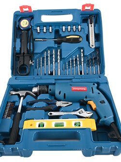 Dongcheng(DCดีจริง) DZJ04-13 set ชุดสว่านกระแทก 13mm. 500w. +อุปกรณ์เครื่องมือช่าง 43 ชิ้น