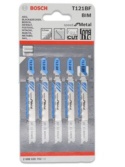 2608636702 BOSCH T121BF ใบเลื่อยจิ๊กซอว์ตัดเหล็ก (5 ใบ/แพค)