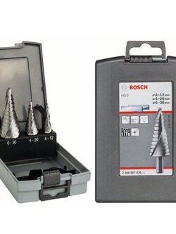 ดอกสเต็ป HSS 9 step (3ชิ้น) 4-12/4-20/6-30 mm. (Silver) BOSCH