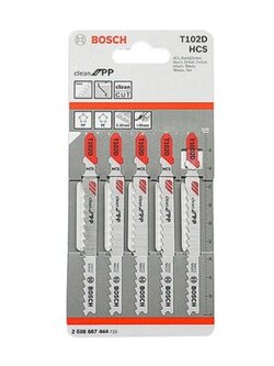 2608667444 BOSCH T102D ใบเลื่อยจิ๊กซอว์ตัดพลาสติก (5 ใบ/แพค)
