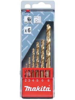 ชุดดอกสว่านเจาะเหล็กHSS-TIN 2-8mm (6ดอก/ชุด) MAKITA #D-44183