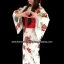 set.ยูกาตะ สีขาวครีมลายดอกชบาสีแดง *เหลือชุดสุดท้ายมีตำหนิ ลดราคาพิเศษ