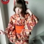 set.ยูกาตะ สีแดงส้มลายโบราณ01