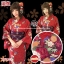 ยูกาตะ สีแดงลายดอกไม้โบราณ2