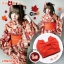 set.ยูกาตะ สีแดงส้มลายโบราณ01